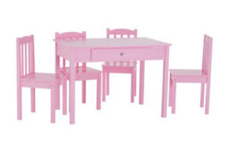 Orsina Pink Kids 5 Piece Dining Set, Playful Dining Table With 4 Dining Chairs, Wooden Dining Table With Chairs - thumbnail 5