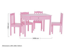 Orsina Pink Kids 5 Piece Dining Set, Playful Dining Table With 4 Dining Chairs, Wooden Dining Table With Chairs - thumbnail 4