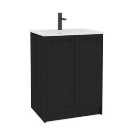 Royal Bathrooms Elmore 600mm Traditional Floor Standing 2 Door Bathroom Vanity Unit With Matt Stone Basin Sink Matt Nocturne Black - thumbnail 6
