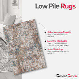 Decoranddecor Rug, Washable Rugs, Bedroom Kitchen Rugs, 80X150Cm, Non-Slip, Pet Friendly, Low Pile, Abstract Rug - Trivon - thumbnail 2