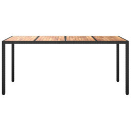 Walplus Garden Table 190X90X75 Cm Poly Rattan And Acacia Wood Black - thumbnail 3
