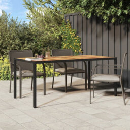 Walplus Garden Table 190X90X75 Cm Poly Rattan And Acacia Wood Black - thumbnail 1