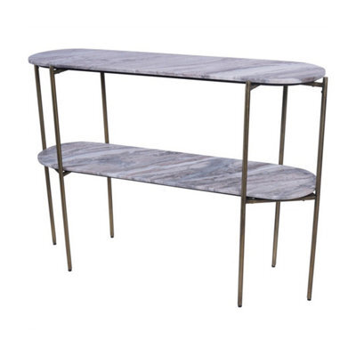 Buttercup Farm Toronto Top And Base Console Table - Iron/marble/mdf - L33 X W111 X H79 Cm - White/brown/grey - image 1