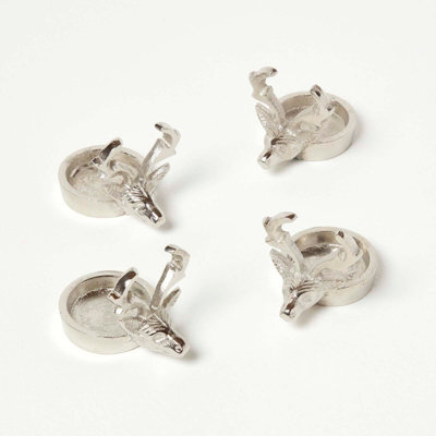 Homescapes Set Of 4 Stag Christmas Tea Light Holders - image 1