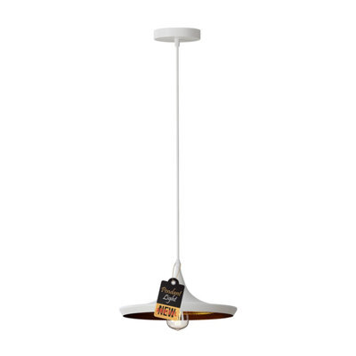 Ledsone Industrial Pendant Light, White Contemporary Hanging Light E27 Lamp Fixture Farmhouse Décor Dining Room Hallway - image 1