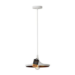 Ledsone Industrial Pendant Light, White Contemporary Hanging Light E27 Lamp Fixture Farmhouse Décor Dining Room Hallway - thumbnail 1