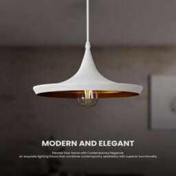Ledsone Industrial Pendant Light, White Contemporary Hanging Light E27 Lamp Fixture Farmhouse Décor Dining Room Hallway - thumbnail 5
