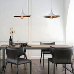 Ledsone Industrial Pendant Light, White Contemporary Hanging Light E27 Lamp Fixture Farmhouse Décor Dining Room Hallway - thumbnail 4