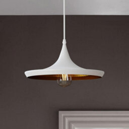 Ledsone Industrial Pendant Light, White Contemporary Hanging Light E27 Lamp Fixture Farmhouse Décor Dining Room Hallway - thumbnail 3