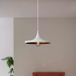Ledsone Industrial Pendant Light, White Contemporary Hanging Light E27 Lamp Fixture Farmhouse Décor Dining Room Hallway - thumbnail 2