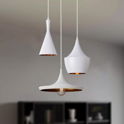 Ledsone Industrial Pendant Light, White Contemporary Hanging Light E27 Lamp Fixture Farmhouse Décor Dining Room Hallway - thumbnail 8