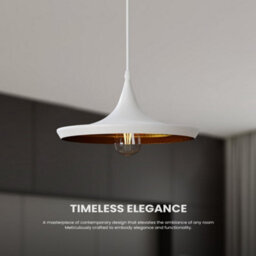 Ledsone Industrial Pendant Light, White Contemporary Hanging Light E27 Lamp Fixture Farmhouse Décor Dining Room Hallway - thumbnail 7