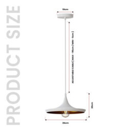 Ledsone Industrial Pendant Light, White Contemporary Hanging Light E27 Lamp Fixture Farmhouse Décor Dining Room Hallway - thumbnail 6