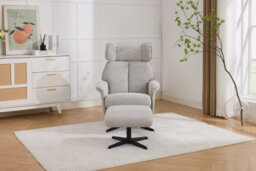 Oldbury Swivel Chair With Footstool - Pearl Grey - thumbnail 3