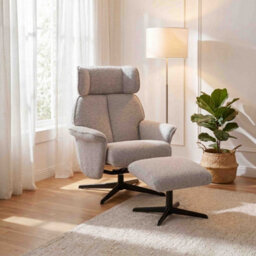 Oldbury Swivel Chair With Footstool - Pearl Grey