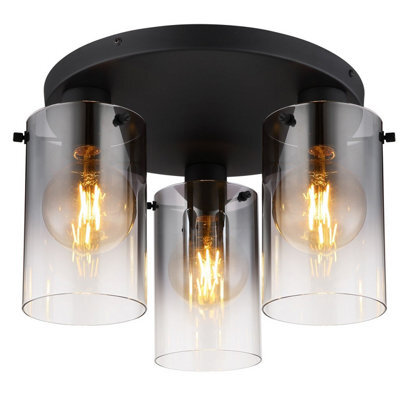 Luminosa Lighting Luminosa Florentina Shade Cluster Ceiling Light Matt Black Smoke Glass Shade 3X E27 - image 1