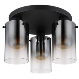 Luminosa Lighting Luminosa Florentina Shade Cluster Ceiling Light Matt Black Smoke Glass Shade 3X E27 - thumbnail 2