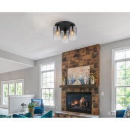 Luminosa Lighting Luminosa Florentina Shade Cluster Ceiling Light Matt Black Smoke Glass Shade 3X E27 - thumbnail 3