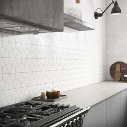 Splashwall Alloy White Diamond Tile Geometric Aluminium Splashback, (H)800mm (W)900mm (T)4mm - thumbnail 2