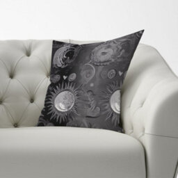 Warren Reed Designer Black Grey Abstract Sun And Moon Cushions 60Cm X 60Cm - thumbnail 2