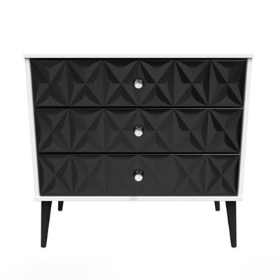 Toledo 3 Drawer Chest In Deep Black & White (Ready Assembled) - image 1
