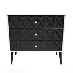 Toledo 3 Drawer Chest In Deep Black & White (Ready Assembled) - thumbnail 1