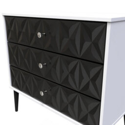 Toledo 3 Drawer Chest In Deep Black & White (Ready Assembled) - thumbnail 4