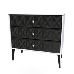Toledo 3 Drawer Chest In Deep Black & White (Ready Assembled) - thumbnail 3