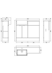 Hudson Reed Fusion Floor Standing Combination Vanity Unit & Left Hand Semi Recessed Basin, Sink Vanity Unit, Bleached Oak, 1000mm - thumbnail 6