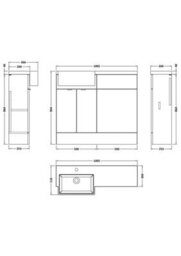 Hudson Reed Fusion Floor Standing Combination Vanity Unit & Left Hand Semi Recessed Basin, Sink Vanity Unit, Bleached Oak, 1000mm - thumbnail 4