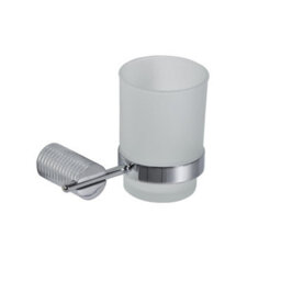 Showerdrape Vitality Chrome Stainless Steel & Frosted Glass Wall Mounted Toothbrush Holder - thumbnail 3