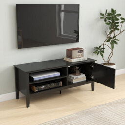 Melody Maison Large Black Wooden Tv Cabinet - Hales Black Range - thumbnail 3