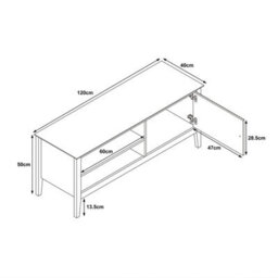 Melody Maison Large Black Wooden Tv Cabinet - Hales Black Range - thumbnail 7