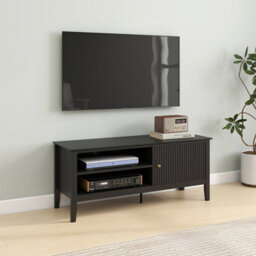 Melody Maison Large Black Wooden Tv Cabinet - Hales Black Range - thumbnail 1