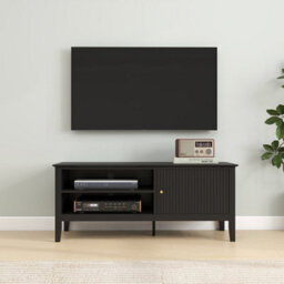 Melody Maison Large Black Wooden Tv Cabinet - Hales Black Range - thumbnail 4