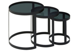 Orsina Set Of 3 Sleek Nesting Tables, Metal And Glass Black Nesting Tables For Modern Living, Round Nesting Tables - thumbnail 6