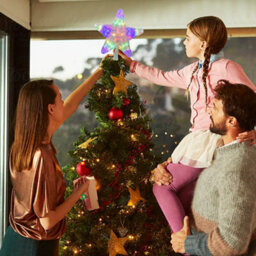 Living And Home Christmas Tree Topper Decoration, 30-Light Luminous Five-Pointed Star, 23.5Cm W X 24Cm H - thumbnail 3