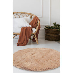 Melrose Super Soft Washable Shaggy Champagne Area Round Rug 100Cm - thumbnail 1
