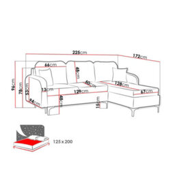 Venice L Corner Sofa Bed Has Bonnell Spring Metal Legs Wooden Frame Storage Dl Mechanism 225X172X78X96 Cm Beige Left - thumbnail 4