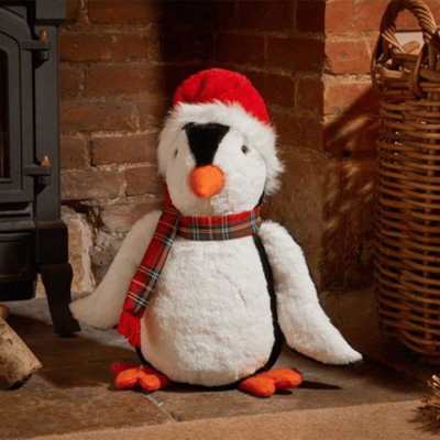 Samuel Alexander 40Cm Soft Cuddly Puppa Penguin Christmas Decoration With Santa Hat - image 1