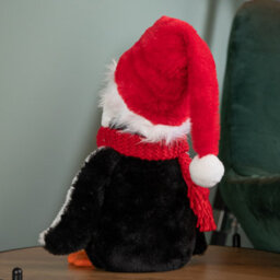 Samuel Alexander 40Cm Soft Cuddly Puppa Penguin Christmas Decoration With Santa Hat - thumbnail 8