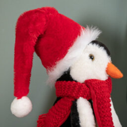 Samuel Alexander 40Cm Soft Cuddly Puppa Penguin Christmas Decoration With Santa Hat - thumbnail 4