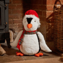 Samuel Alexander 40Cm Soft Cuddly Puppa Penguin Christmas Decoration With Santa Hat - thumbnail 1