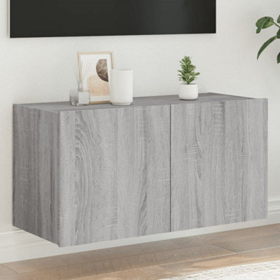 Walplus Tv Wall Cabinet With Led Lights Grey Sonoma 80X35X41 Cm - image 1