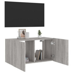 Walplus Tv Wall Cabinet With Led Lights Grey Sonoma 80X35X41 Cm - thumbnail 7