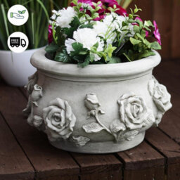 'rose Pot' Stone Cast Garden Plant Pot - thumbnail 3