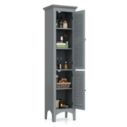 Costway 160Cm Tall Bathroom Floor Cabinet Freestanding Slim Storage Organizer With Adjustable Shelf - thumbnail 2
