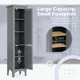 Costway 160Cm Tall Bathroom Floor Cabinet Freestanding Slim Storage Organizer With Adjustable Shelf - thumbnail 7