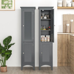 Costway 160Cm Tall Bathroom Floor Cabinet Freestanding Slim Storage Organizer With Adjustable Shelf - thumbnail 4