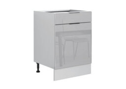 Impact Furniture Kitchen Drawer Unit 600mm Cabinet Cupboard Modern High Gloss Grey Freestanding Storage Star - thumbnail 2